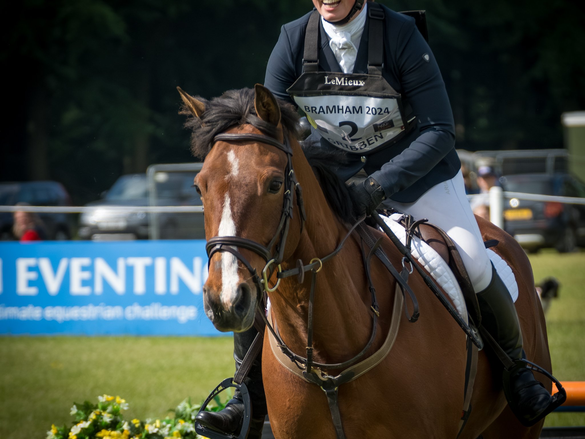 A horse and rider at a competition